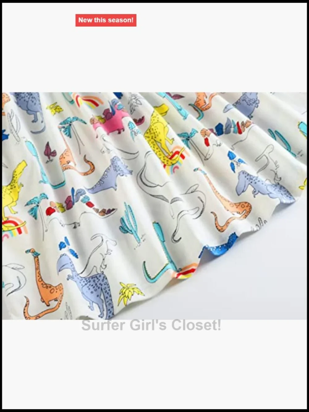Toddler Girls Cotton Dinosaur Tunic Dress Short Sleeve Summer Casual